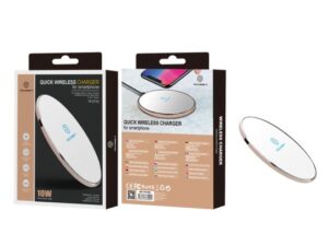 Carregador Sem Fio Fast Charge 10W Branco/Dourado