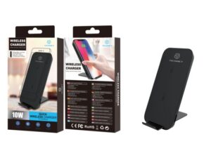 Carregador Sem Fio Fast Charge Com Suporte 10W Preto/Prata