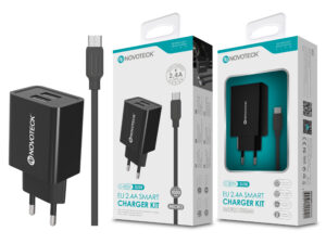 Carregador com Cabo Micro Negro 2.4A 2 USB NOVOTECK C-003V