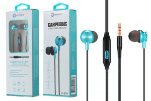 E-018 Auriculares Metal Com Micro Azul