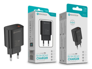 Carregador Rápido NOVOTECK C-016 QC4.0 30W - Carregamento Eficiente de 5A, Compacto e Seguro Negro