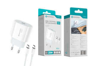 Carregador GaN USB-C PD 20W Cabo Usb-C to Type-C NOVOTECK C-017T