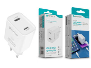 Carregador GaN NOVOTECK C-021 - USB-C 25W + Lightning 20W, Tecnologia PD