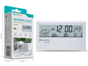 Relógio Digital LED Multifuncional NOVOTECK CK-001 Alarme e Funções de Temperatura e Umidade Branco