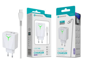 Carregador com Cabo Type-C Branco 2.4A 2 USB Ic Smart C-006T