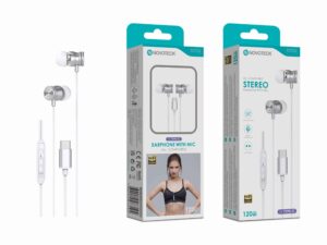 Auriculares Estéreo com Microfone Branco E-041 – Conexão USB-C, Áudio Hi-Fi