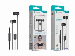 Auriculares Estéreo com Microfone Negro E-041 – Conexão USB-C, Áudio Hi-Fi