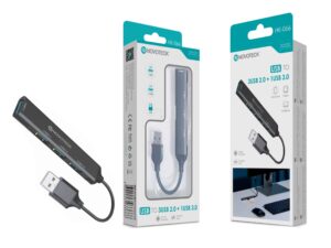 Hub USB NOVOTECK - Expansão com 3 Portas USB 2.0 e 1 Porta USB 3.0 HK-066
