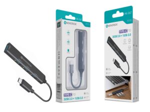 Hub de Conexão NOVOTECK Tipo-C - Expande para 3 USB 2.0 e 1 USB 3.0 HK-067