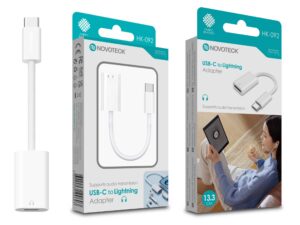 Adaptador USB-C para Lightning Novoteck HK-092 Suporte de Áudio e Design Durável com Revestimento em Tecido