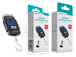 Balança Digital Portátil Novoteck JC-012 - Capacidade 50kg com Dupla Precisão, Display LCD, Design Compacto, Gancho em Aço Inoxidável
