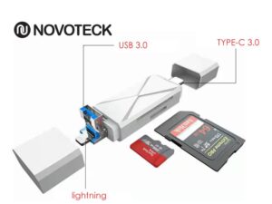 Leitor De Cartão 3in1 USB-LIGHTNING-TYPE-C
