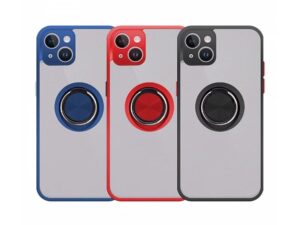 Capa Mate Com Suporte Anel Para iPhone 15 - Azul