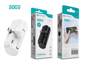 Power Bank 5000mAh PB-011 Branco - Design Compacto com Suporte para Smartphone