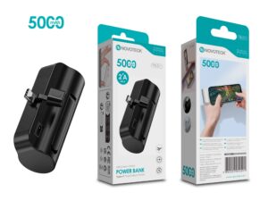 Power Bank 5000mAh PB-011 Negro - Design Compacto com Suporte para Smartphone