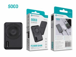 Power Bank 5000mAh PB-012 Negro - Carregamento Rápido 22.5W com Carregamento Sem Fios 15W
