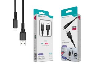 Cabo de Dados Fast Charge 5A PVC Macaron Design - Negro , Type-C USB , 3.0M
