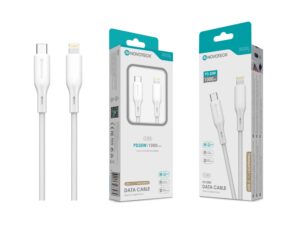 Cabo de Dados Fast Charge 5A PVC Macaron Design - Branco , USB-C to Lightinig , 1.0M