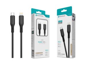 Cabo de Dados Fast Charge 5A PVC Macaron Design - Negro , USB-C to Lightinig , 1.0M