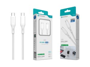 Cabo de Dados Fast Charge 5A PVC Macaron Design - Branco , USB-C to Type-C , 2.0M