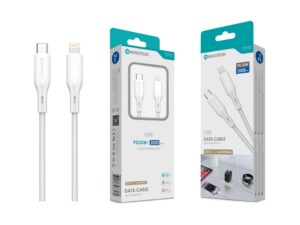 Cabo de Dados Fast Charge 5A PVC Macaron Design - Branco , USB-C to Lightinig , 2.0M