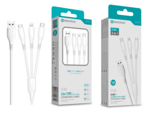 Cabo de Carregamento 3 em 1 NOVOTECK S-107 - USB para Lightning/Type-C/Micro-USB, 2.4A, 100cm