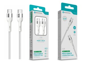 Cabo de Dados Trançado Nylon 3.1A Carregamento Rápido - Branco , USB-C to Type-C , 1.0M