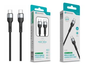 Cabo de Dados Trançado Nylon 3.1A Carregamento Rápido - Negro , USB-C to Type-C , 1.0M
