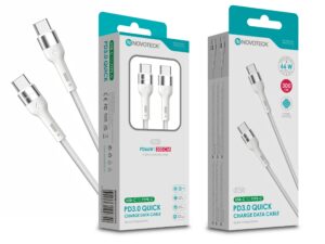 Cabo de Dados Trançado Nylon 3.1A Carregamento Rápido - Branco , USB-C to Type-C , 3.0M