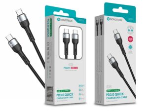 Cabo de Dados Trançado Nylon 3.1A Carregamento Rápido - Negro , USB-C to Type-C , 3.0M