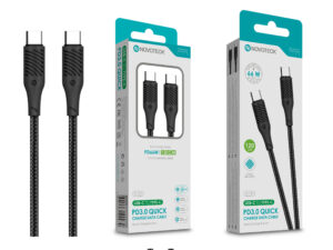 Cabo USB-C para USB-C NOVOTECK S-121 - PD 3.0 Quick Charge, 66W, Nylon Trançado, 120cm