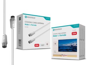 Cabo Coaxial de Antena Novoteck SL-005 – Macho para Fêmea, 20m