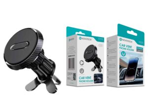 Suporte Magnético Novoteck Z-057 para Ventilação de Carro – Fibra de Carbono, Rotação 360º, Ultra-Aderente