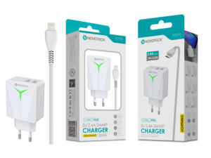 Carregador com Cabo Lightning Branco 2.4A 2 USB Ic Smart C-006L