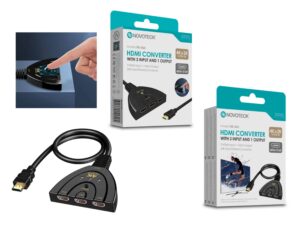 Conversor HDMI NOVOTECK - Selecionador 3 em 1 com 4K Ultra HD HK-065