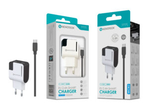 Carregador com Cabo Micro Negro 2.4A 2 USB Full Compatible  C-008V