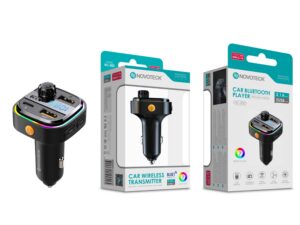 Transmissor e Carregador Veiculo Bluetooth Novoteck NC-002 - Porta Tipo-C PD, Iluminação RGB, 3.1A