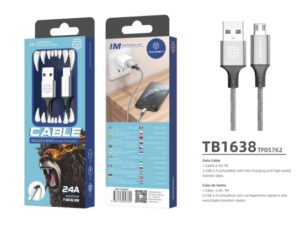 Cabo Micro Usb 2.4A 1M Cinzento