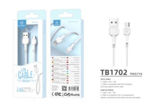 Micro Usb Macaron Cabo De Dados De Pvc 1,2M Preto 2.4A