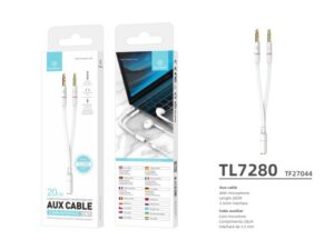 Cabo De Audio 3,5 Mm 2 Em 1 Branco