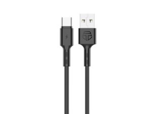 Cabo de Dados USB-C Preto 1M/2.4A, Carregamento Rapido, Material de PVC