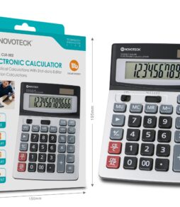Calculadora Eletrônica NOVOTECK CLR-002 de 12 Dígitos com Funções Estatísticas e Energia Solar