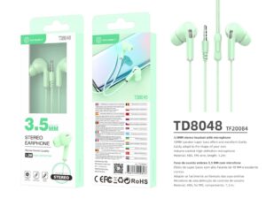 Auscultadores Macaron 3Geracao 3.5Mm Wire Control 1.2M Verde