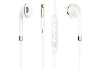 Techancy Fone de ouvido com fio TD8023, plugue 3,5 mm, controle no fio, microfone HD, cabo 1,2m