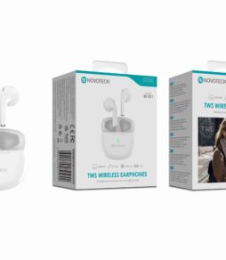 Auriculares Bluetooth TWS Novoteck BT-011 – Estojo de Carregamento Portátil, Design Clássico