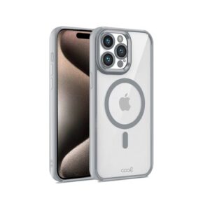 COOL IPHONE 15 PRO MAX MAG CASE TRANSPARENT SILVER/SILVER EDGE/COMPATIBLE WITH MAGNETIC 8434847074207
