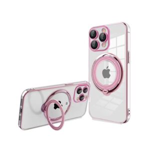 COOL IPHONE 15 PRO MAGNETIC RING CASE PINK TRANSPARENT/COMPATIBLE WITH MAGNETIC CHARGER 8434847070032