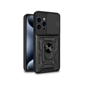 COOL IPHONE 15 PRO HARD RING BLACK CASE RING SUPPORT/MAGNET/EXTRA REINFORCEMENT 8434847069388
