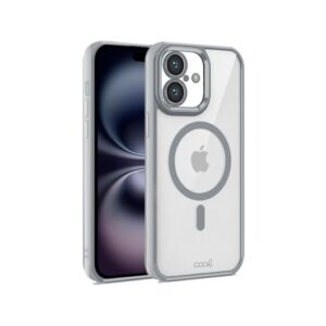 COOL IPHONE 16 MAGNETIC CASE TRANSPARENT SILVER/SILVER EDGE/COMPATIBLE WITH MAGNETIC 8434847075433