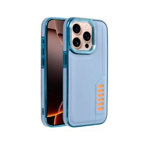 Cool iPhone 16 Pro Max Case Milano Blue Leatherette/Raised Edges/Wireless Charging 8434847076041